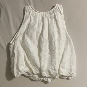 Anthropologie White Linen Sleeveless Tank